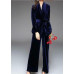 Women's Suits Belt Lady OL Coat Velvet Party Prom Leisure 2pcs Jacket Top Pants