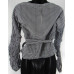 Women's Plaid Black White Wrap Long-sleeved Top Blouse Shirt Size Small