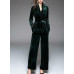 Women's Suits Belt Lady OL Coat Velvet Party Prom Leisure 2pcs Jacket Top Pants