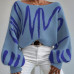 Women's Sweater Autumn Knit Pullover Casual Long Sleeved One Line Neck Sweater